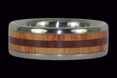 Tulip and Purple Heart Wood Titanium Ring - Hawaii Titanium Rings
