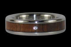 Dark Koa and Diamond Titanium Ring - Hawaii Titanium Rings
 - 1