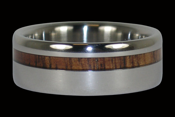 Dark Koa Offset Inlay Hawaii Titanium Ring®
