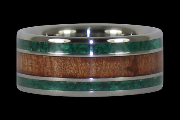 Chrysacolla and Koa Wood Hawaii Titanium Ring®