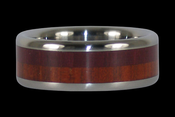 Purple Heart and Bloodwood Titanium Ring