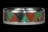 Tribal Turquiose and Wood Titanium Ring - Hawaii Titanium Rings
