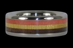 Triple Wood Inlay Titanium Ring - Hawaii Titanium Rings
 - 1