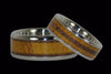 Wood Inlay Titanium Ring Set - Hawaii Titanium Rings
 - 1