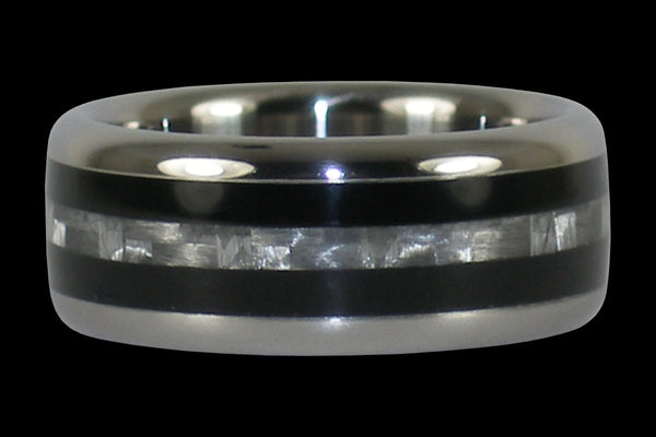 White Carbon Fiber and Black Ebony Titanium Ring