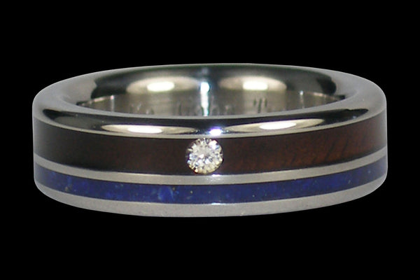 Diamond Blackwood and Lapis Hawaii Titanium Ring®