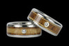 Diamond and Wood Titanium Wedding Ring Set - Hawaii Titanium Rings
 - 2