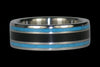 Black Jet and Blue Turquoise Titanium Ring - Hawaii Titanium Rings
