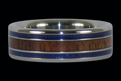 Koa and Lapis Titanium Ring - Hawaii Titanium Rings
 - 1