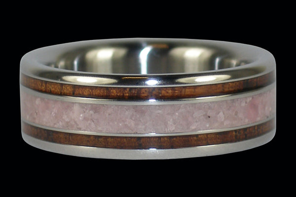 Koa Wood Hawaii Titanium Ring® with Lepidolite