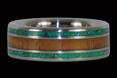 Titanium Ring with Koa and Kiwi Opal - Hawaii Titanium Rings
