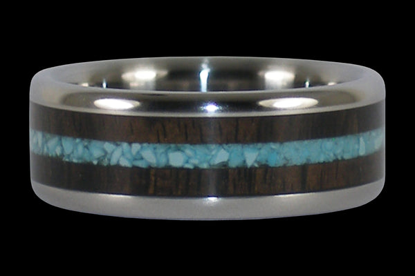 Blackwood and Turquoise Titanium Ring