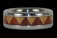 Maple and Padauk Wood Inlay Titanium Ring - Hawaii Titanium Rings
