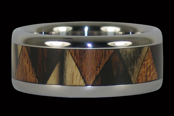 Custom Tribal Titanium Wood Ring