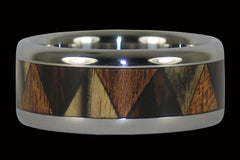 Custom Tribal Titanium Wood Ring - Hawaii Titanium Rings
